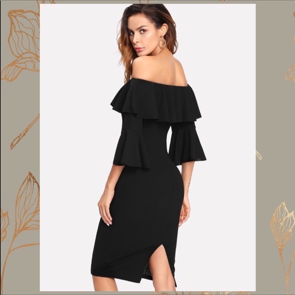 🎉HP🎉 Classic Black Dress with Flounce Sleeve - Picture 5 of 7